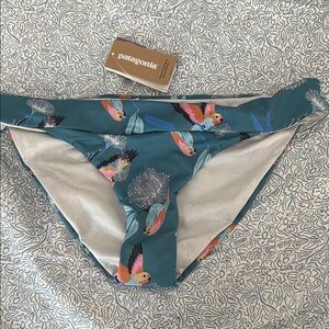 Patagonia Blue Bikini Bottom with Bird Design
